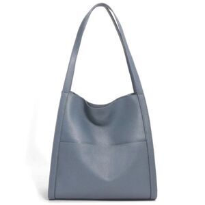 NWOT Smoky Blue Pebble Leather Three Compartment Hobo Shoulder Tote Bag